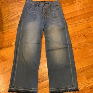 Express cropped wide leg high rise jeans.